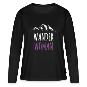 Randonnée Woman randonnée randonnées alpines - T-shirt manches longues Premium bio Femme - noir - Devant - Julia (174cm)