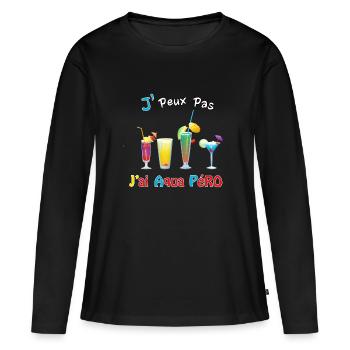 J'peux pas j'ai aqua péro - T-shirt manches longues Premium bio Femme - noir - Devant - Julia (174cm)