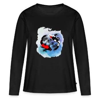 carpe koi - T-shirt manches longues Premium bio Femme - noir - Devant - Julia (174cm)