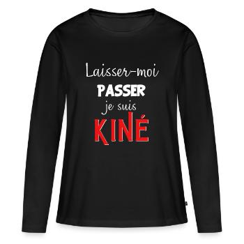 laisse-moi passer je suis kiné - T-shirt manches longues Premium bio Femme - noir - Devant - Julia (174cm)