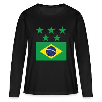 Brésil - T-shirt manches longues Premium bio Femme - noir - Devant - Julia (174cm)