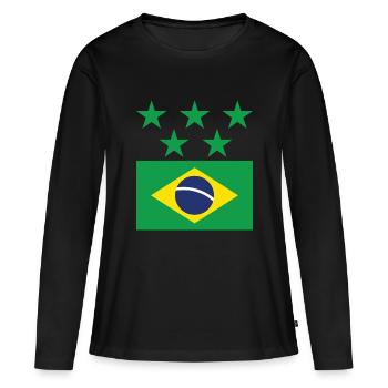 Brésil - T-shirt manches longues Premium bio Femme - noir - Devant - Julia (174cm)