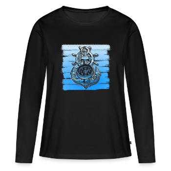 Anchor Design Ship Bateau Maritime Maritime - T-shirt manches longues Premium bio Femme - noir - Devant - Julia (174cm)