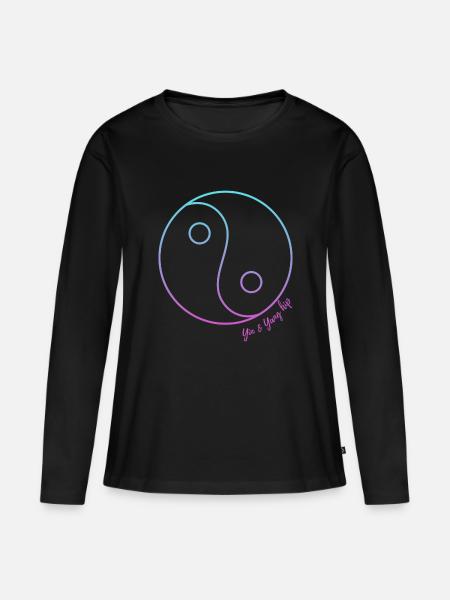 Yin and yang hip - Frauen Premium Bio Langarmshirt - Schwarz