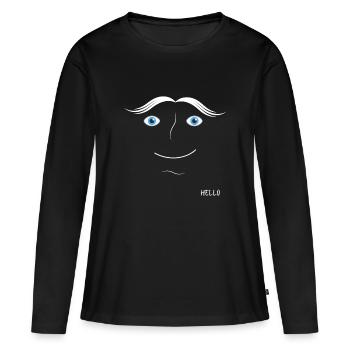 Visage design good vibes hello - T-shirt manches longues Premium bio Femme - noir - Devant - Julia (174cm)