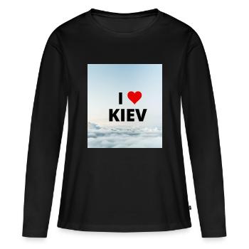 I LOVE KIEV - T-shirt manches longues Premium bio Femme - noir - Devant - Julia (174cm)