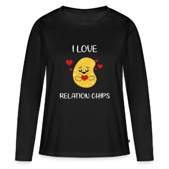 I Love Relation Chips Potato - süße Kartoffel - Frauen Premium Bio Langarmshirt - Schwarz - Vorne - Julia (174cm)