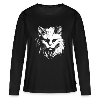 Cat, Cat Motif, Cat Face - Women's Premium Organic Long Sleeve Shirt - black - Front - Julia (174cm)