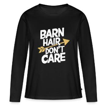 For horse girls and stable lovers - Women's Premium Organic Long Sleeve Shirt - black - Front - Julia (174cm)