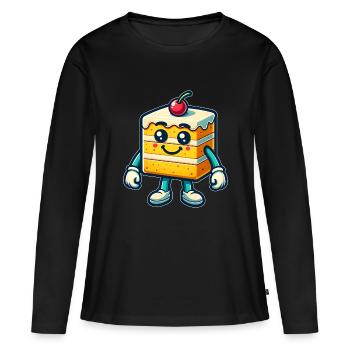 Gâteau joyeux - T-shirt manches longues Premium bio Femme - noir - Devant - Julia (174cm)