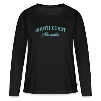 SÜDKÜSTE Marseille - Frauen Premium Bio Langarmshirt - Schwarz - Vorne - Julia (174cm)