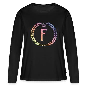 Couronne de lettres F - T-shirt manches longues Premium bio Femme - noir - Devant - Julia (174cm)