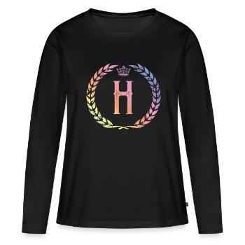 Couronne de lettres H - T-shirt manches longues Premium bio Femme - noir - Devant - Julia (174cm)