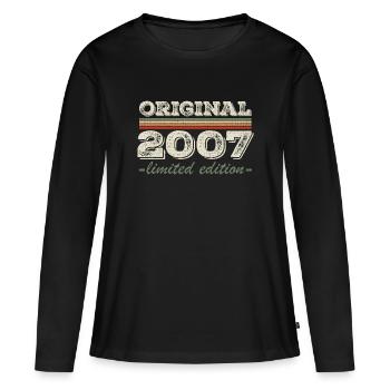 Légende depuis 2007 Né en 2007 Anniversaire 2007 - T-shirt manches longues Premium bio Femme - noir - Devant - Julia (174cm)