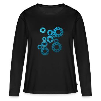 Fahrrad, Rennrad, MTB, Männer, Radsport, Geschenk - Frauen Premium Bio Langarmshirt - Schwarz - Vorne - Julia (174cm)