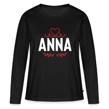 Anna - Frauen Premium Bio Langarmshirt - Schwarz - Vorne - Julia (174cm)