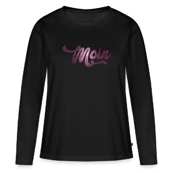 Eleganter Moin Aufdruck - Frauen Premium Bio Langarmshirt - Schwarz - Vorne - Julia (174cm)