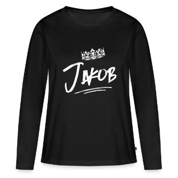 Jacob - T-shirt manches longues Premium bio Femme - noir - Devant - Julia (174cm)