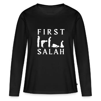 Ramadan Kareem First Salah Eid Muslim - T-shirt manches longues Premium bio Femme - noir - Devant - Julia (174cm)