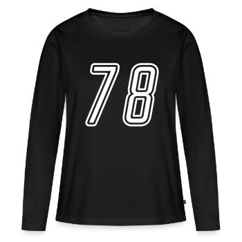 78 Numéro de numéro - T-shirt manches longues Premium bio Femme - noir - Devant - Julia (174cm)