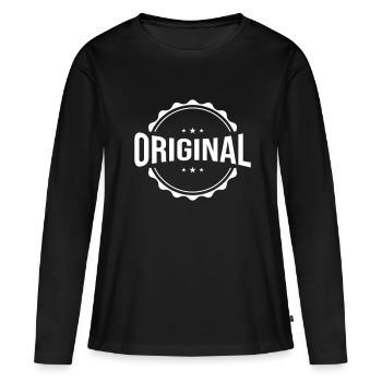Emblème original - T-shirt manches longues Premium bio Femme - noir - Devant - Julia (174cm)