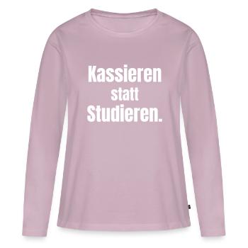 Encaisser au lieu d’étudier. - T-shirt manches longues Premium bio Femme - rose poudré - Devant - Julia (174cm)
