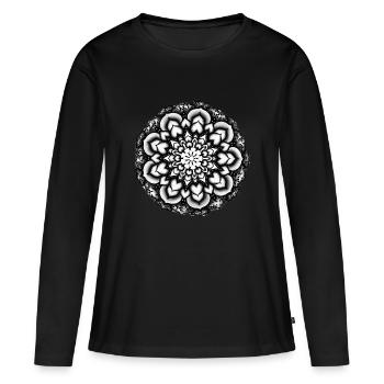 Mandala - Frauen Premium Bio Langarmshirt - Schwarz - Vorne - Julia (174cm)