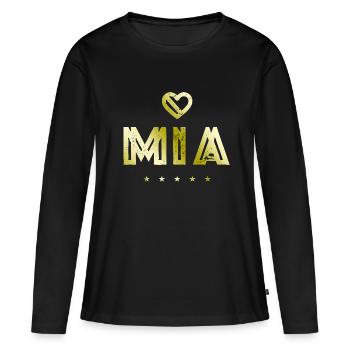 Mia Coeur - T-shirt manches longues Premium bio Femme - noir - Devant - Julia (174cm)