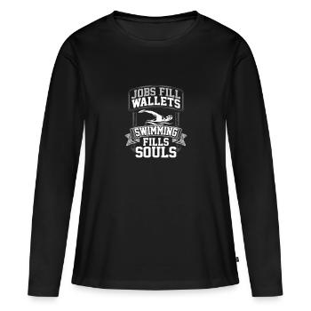 Nageur Gift Jobs Remplir portefeuilles Natation Remplissages - T-shirt manches longues Premium bio Femme - noir - Devant - Julia (174cm)