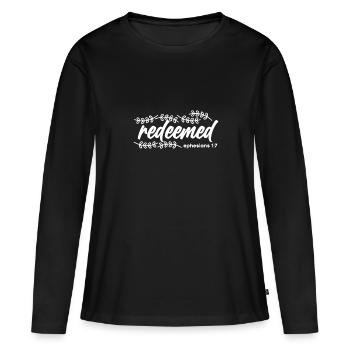 Christianity Gifts Redeemed Ephesians 1 7 - Women's Premium Organic Long Sleeve Shirt - black - Front - Julia (174cm)
