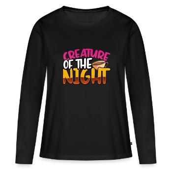 Schlaflose Geschenkkreatur des Nachtkaffees - Frauen Premium Bio Langarmshirt - Schwarz - Vorne - Julia (174cm)