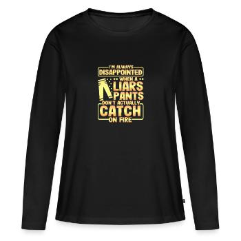 Cadeau sarcastique Pantalon Liers déçu Ne pas - T-shirt manches longues Premium bio Femme - noir - Devant - Julia (174cm)
