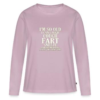 Sarcastique si vieux pet de toux éternuement pantalon même - T-shirt manches longues Premium bio Femme - rose poudré - Devant - Julia (174cm)
