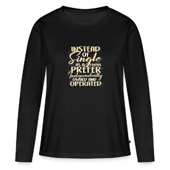 Anstelle von Single Independent Owned und - Frauen Premium Bio Langarmshirt - Schwarz - Vorne - Julia (174cm)
