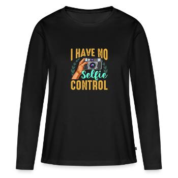 Photographie Je n’ai pas de contrôle de selfie Selfie drôle - T-shirt manches longues Premium bio Femme - noir - Devant - Julia (174cm)