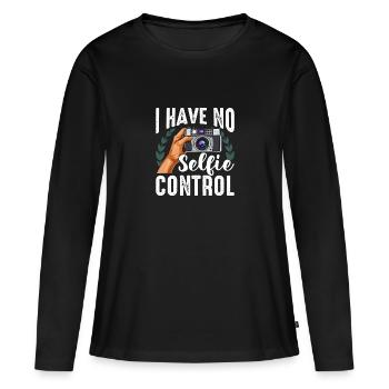 Photographie Je n’ai pas de contrôle de selfie Selfie drôle - T-shirt manches longues Premium bio Femme - noir - Devant - Julia (174cm)