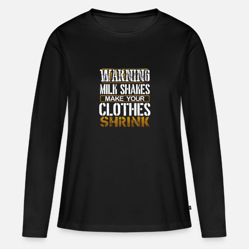 Milchshake Geschenk Warnung Milchshakes machen Kleidung - Frauen Premium Bio Langarmshirt - Schwarz