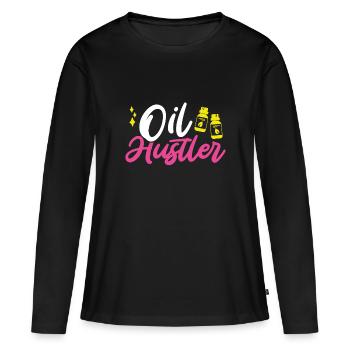 Oil Hustler Gift Fun Essential Oils - Women's Premium Organic Long Sleeve Shirt - black - Front - Julia (174cm)