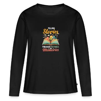 Raconter des histoires Trhough Images et souvenirs - T-shirt manches longues Premium bio Femme - noir - Devant - Julia (174cm)