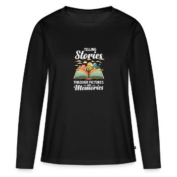Raconter des histoires Trhough Images et souvenirs - T-shirt manches longues Premium bio Femme - noir - Devant - Julia (174cm)