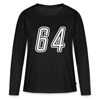 64 Numéro de numéro - T-shirt manches longues Premium bio Femme - noir - Devant - Julia (174cm)