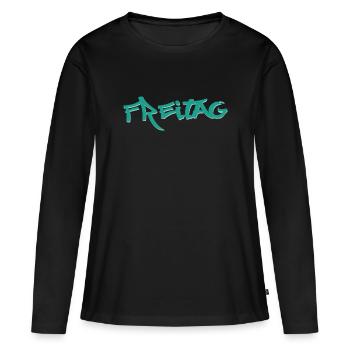 Friday, available every weekday, nettsfetz.de - Women's Premium Organic Long Sleeve Shirt - black - Front - Julia (174cm)