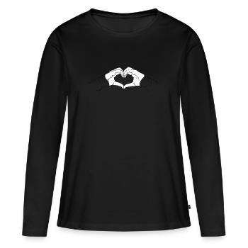 Hände Geste Herz - T-shirt manches longues Premium bio Femme - noir - Devant - Julia (174cm)