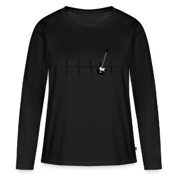 mon cœur bat pour e guitare - T-shirt manches longues Premium bio Femme - noir - Devant - Julia (174cm)