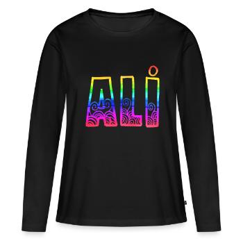 L’arc-en-ciel d’Ali R - T-shirt manches longues Premium bio Femme - noir - Devant - Julia (174cm)