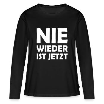 Nie wieder ist jetzt - Frauen Premium Bio Langarmshirt - Schwarz - Vorne - Julia (174cm)