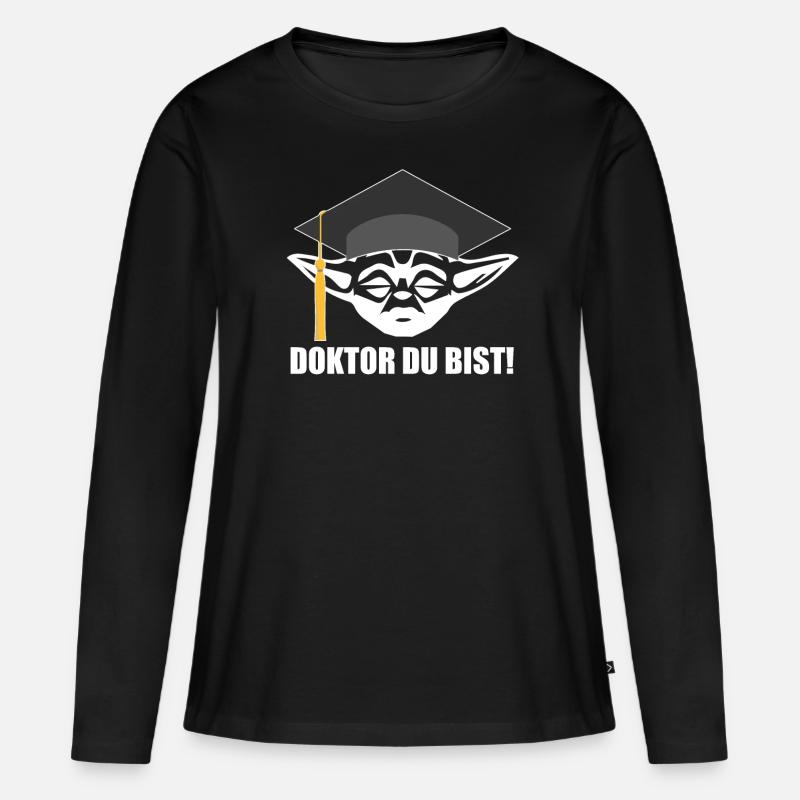 Promotion Geschenk Doktor Doktortitel Doktorhut - Frauen Premium Bio Langarmshirt - Schwarz
