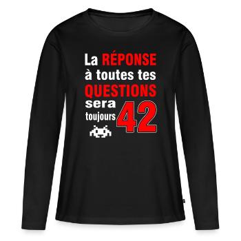 GEEK GEEK GEEK 42 - T-shirt manches longues Premium bio Femme - noir - Devant - Julia (174cm)