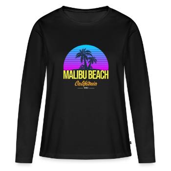 Plage de Malibu Californie - T-shirt manches longues Premium bio Femme - noir - Devant - Julia (174cm)