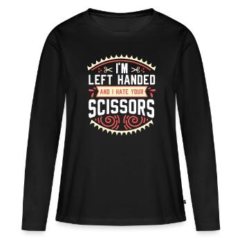 Scissors Left Handed Left Handed Left Hand - Women's Premium Organic Long Sleeve Shirt - black - Front - Julia (174cm)
